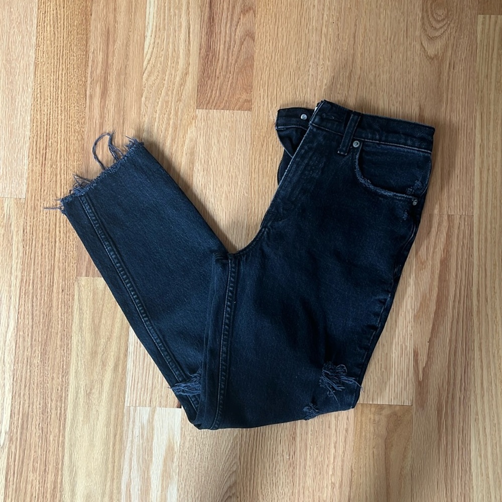 Abercrombie & Fitch black mom high rise jeans